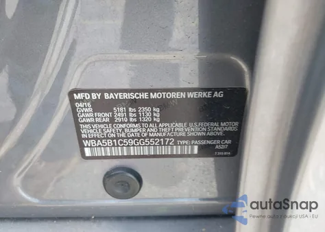 2016 BMW 535 I z USA, uszkodzony, nr VIN WBA5B1C59GG552172